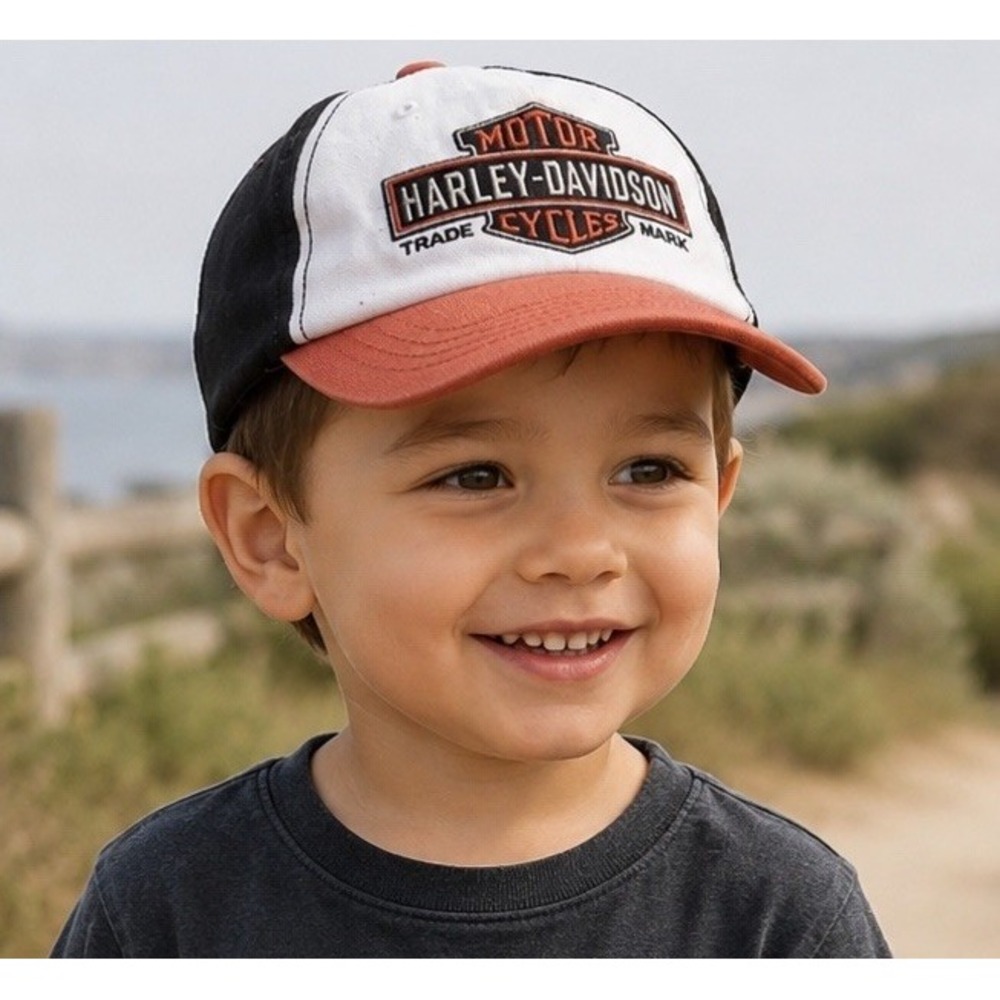 Vintage 80s-90s Harley Davidson Toddler 2T-4T Baseball Hat Black Cap Boys Girls